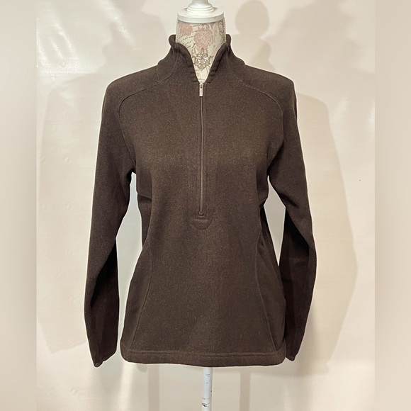 LANDS END Brown mock neck 1/4 zip sweater size 10-12.‎ - Picture 1 of 12